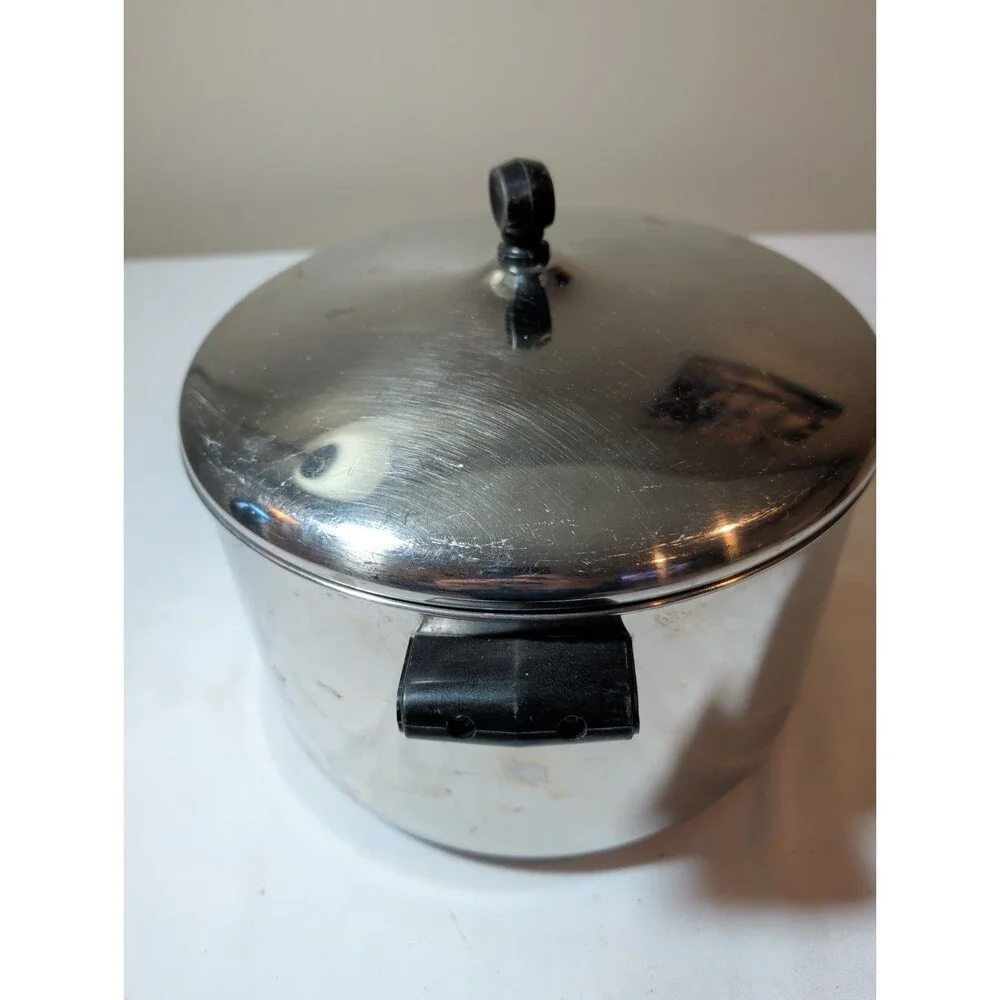 Farberware Stainless Steel Aluminum Clad 8 Quart Stock Pot With Lid Vintage USA